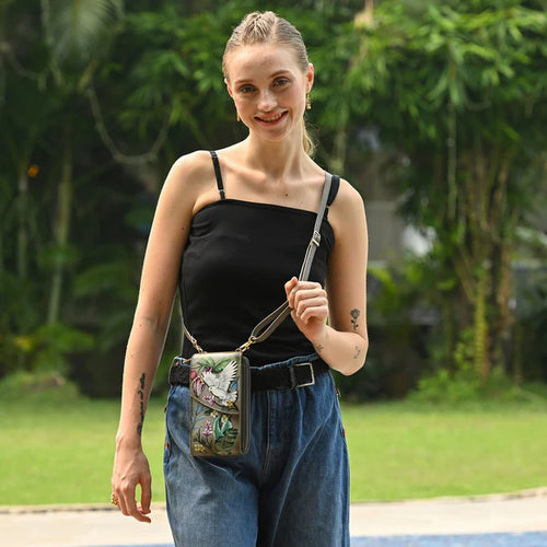 Anuschka Wings of Peace Crossbody Phone Case