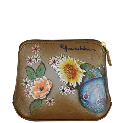 Anuschka Butterfly Blooms Bronze Multi Purpose Zip Pouch