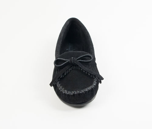 Minnetonka Kilty Hardsole Moccasin - Black
