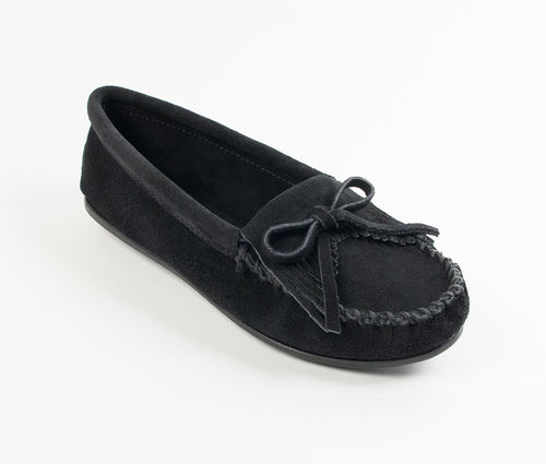 Minnetonka Kilty Hardsole Moccasin - Black
