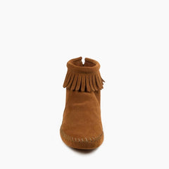 Minnetonka Back Zip Softsole Boot - Brown