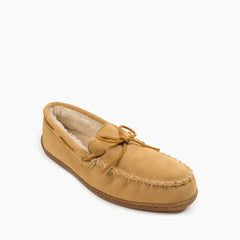 Minnetonka Pile Lined Hardsole Slipper - Tan