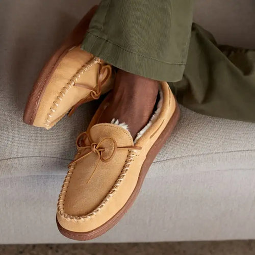 Minnetonka Pile Lined Hardsole Slipper - Tan
