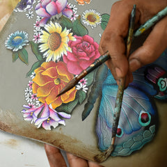 Anuschka Butterfly Blooms Bronze Multi Purpose Zip Pouch