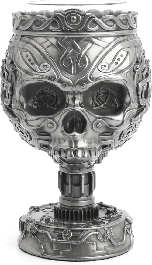 Pewter Steampunk Skull Goblet