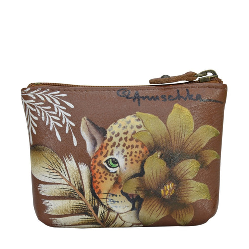 Anuschka Cleopatra's Leopard Tan Small Coin Pouch