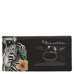 Anuschka Playful Zebras Checkbook Cover