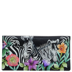 Anuschka Playful Zebras Checkbook Cover