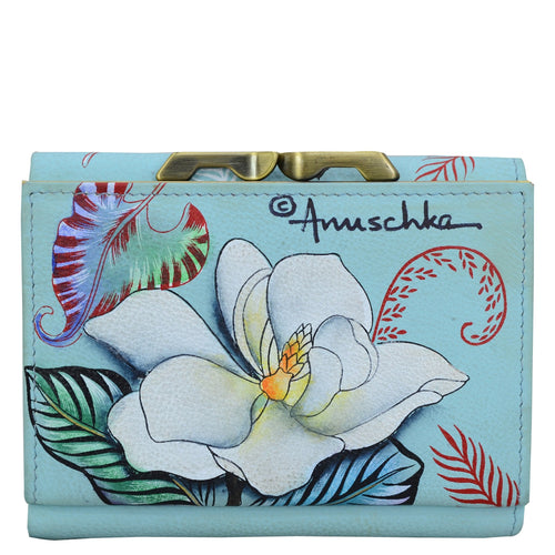 Anuschka Jardin Bleu Triple Fold French Wallet