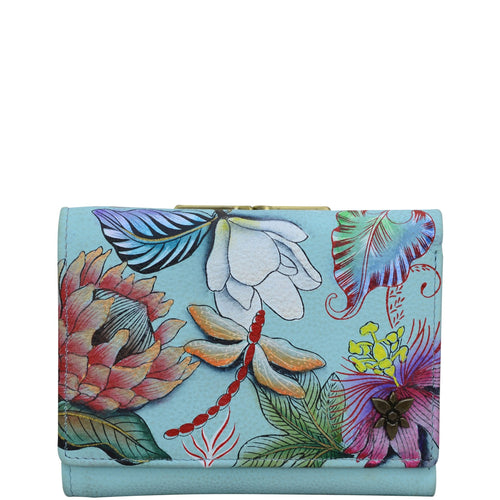 Anuschka Jardin Bleu Triple Fold French Wallet