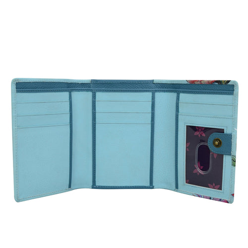 Anuschka Jardin Bleu Triple Fold French Wallet