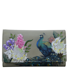 Anuschka Regal Peacock Checkbook RFID Clutch