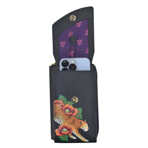 Anuschka Enigmatic Leopard Crossbody Phone Case