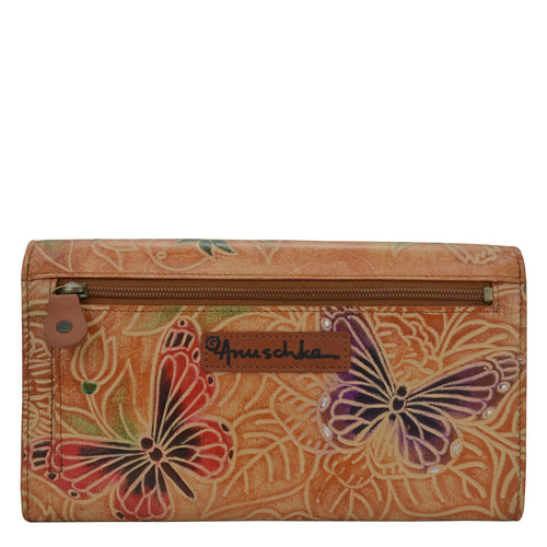 Anuschka Tooled Butterfly Multi Accordion Flap Wallet