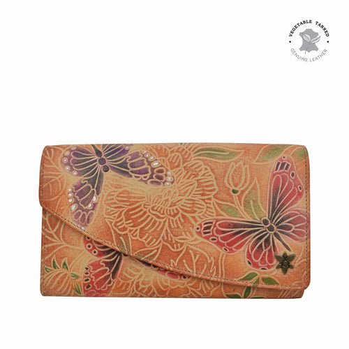 Anuschka Tooled Butterfly Multi Accordion Flap Wallet