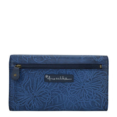 Anuschka Tooled Butterfly Ocean Accordion Flap Wallet