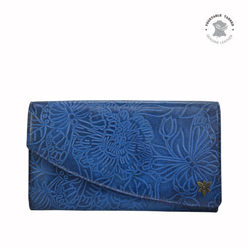 Anuschka Tooled Butterfly Ocean Accordion Flap Wallet