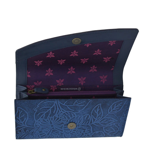 Anuschka Tooled Butterfly Ocean Accordion Flap Wallet