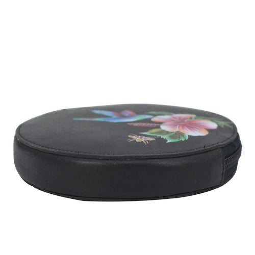 Anuschka Hummingbird Black Round Coin Purse