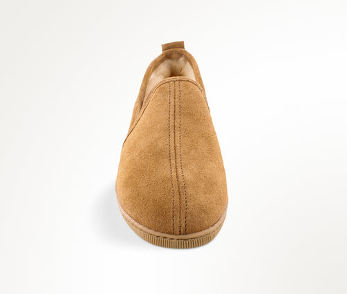 Minnetonka Twin Gore Sheepskin Slipper - Golden Tan
