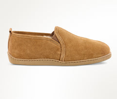 Minnetonka Twin Gore Sheepskin Slipper - Golden Tan