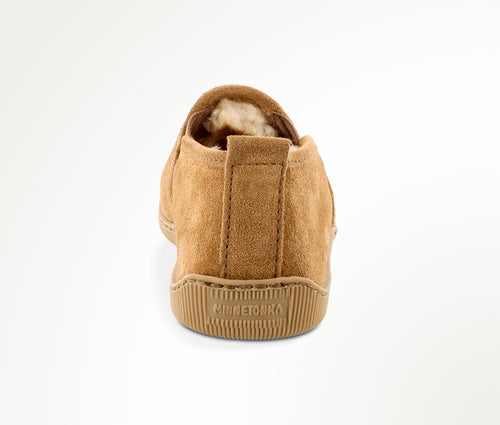 Minnetonka Twin Gore Sheepskin Slipper - Golden Tan