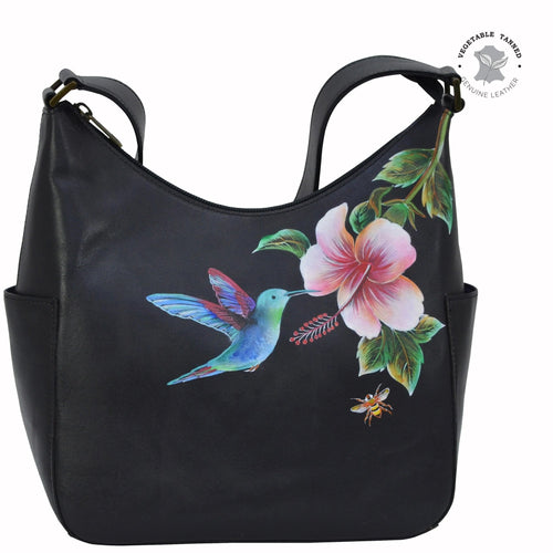 Anuschka Hummingbird Black Classic Hobo