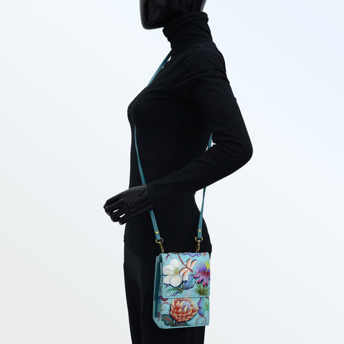 Anuschka Jardin Bleu Triple Compartment Crossbody Organizer