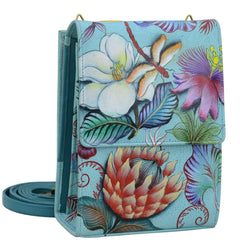 Anuschka Jardin Bleu Triple Compartment Crossbody Organizer