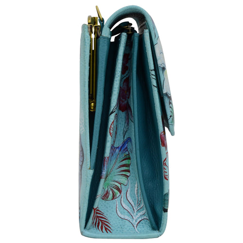 Anuschka Jardin Bleu Triple Compartment Crossbody Organizer