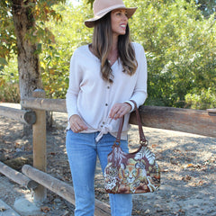 Anuschka Cleopatra's Leopard Tan Triple Compartment Crossbody