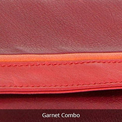 RFID Zip Leather Wallet in Garnet Red