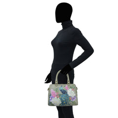 Anuschka Regal Peacock Zip Around Classic Satchel