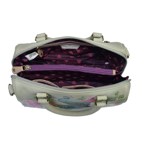 Anuschka Regal Peacock Zip Around Classic Satchel