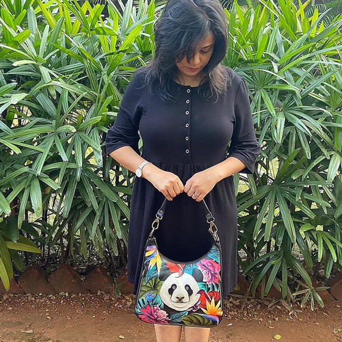 Anuschka Happy Panda Convertable Slim Hobo