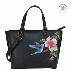 Anuschka Hummingbird Black Medium Tote
