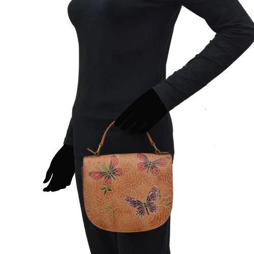 Anuschka Tooled Butterfly Multi Flap Crossbody