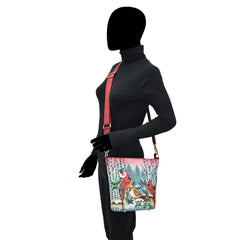 Anuschka Snowy Cardinal Tall Bucket Hobo