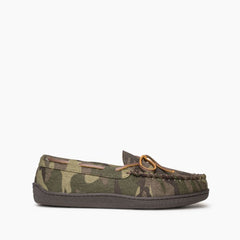 Minnetonka Pile Lined Hardsole Moccasin - Camo