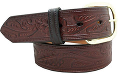 1.5" Oak Leaf Embossed Skirting Leather Western Belt