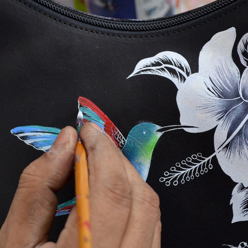 Anuschka Hummingbird Black Medium Tote