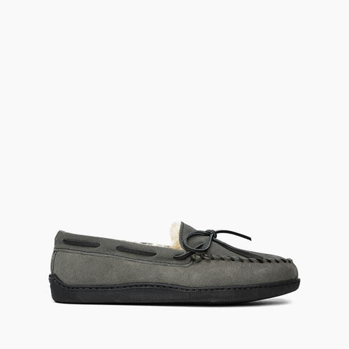 Minnetonka Sheepskin Hardsole Slipper - Grey