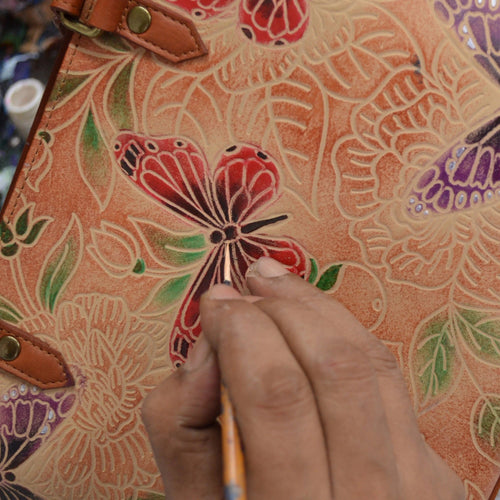 Anuschka Tooled Butterfly Multi Accordion Flap Wallet