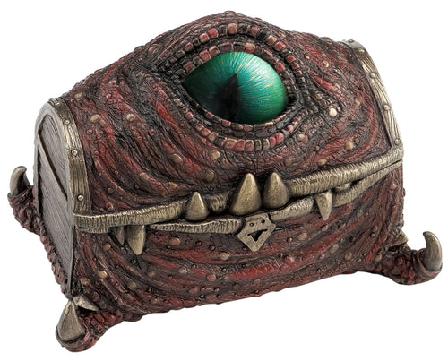 Steampunk Dragon Eye Trinket Box Hand Painted with Scales and Blue Green Center Eye 