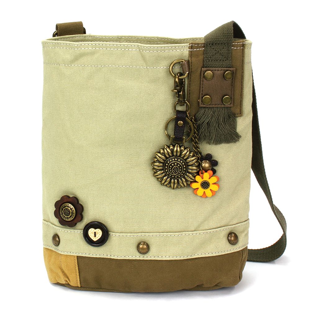 Sunflower Patch Crossbody with Metal Charm - Sand