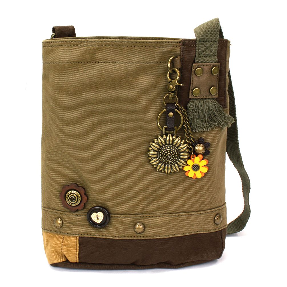 Sunflower Patch Crossbody with Metal Charm - Olive