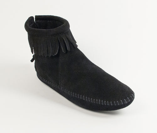 Minnetonka Back Zip Softsole Boot - Black