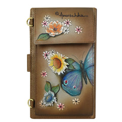 Anuschka Butterfly Blooms Bronze Cell Phone Case and Wallet