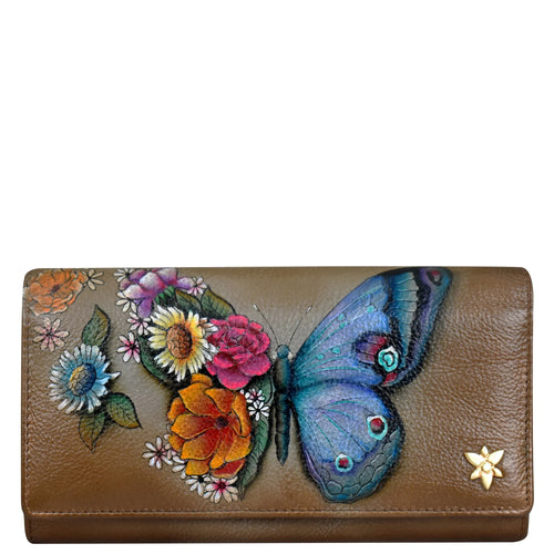 Anuschka Butterfly Blooms Bronze Three Fold Wallet