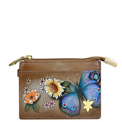 Anuschka Butterfly Blooms Bronze Card Case